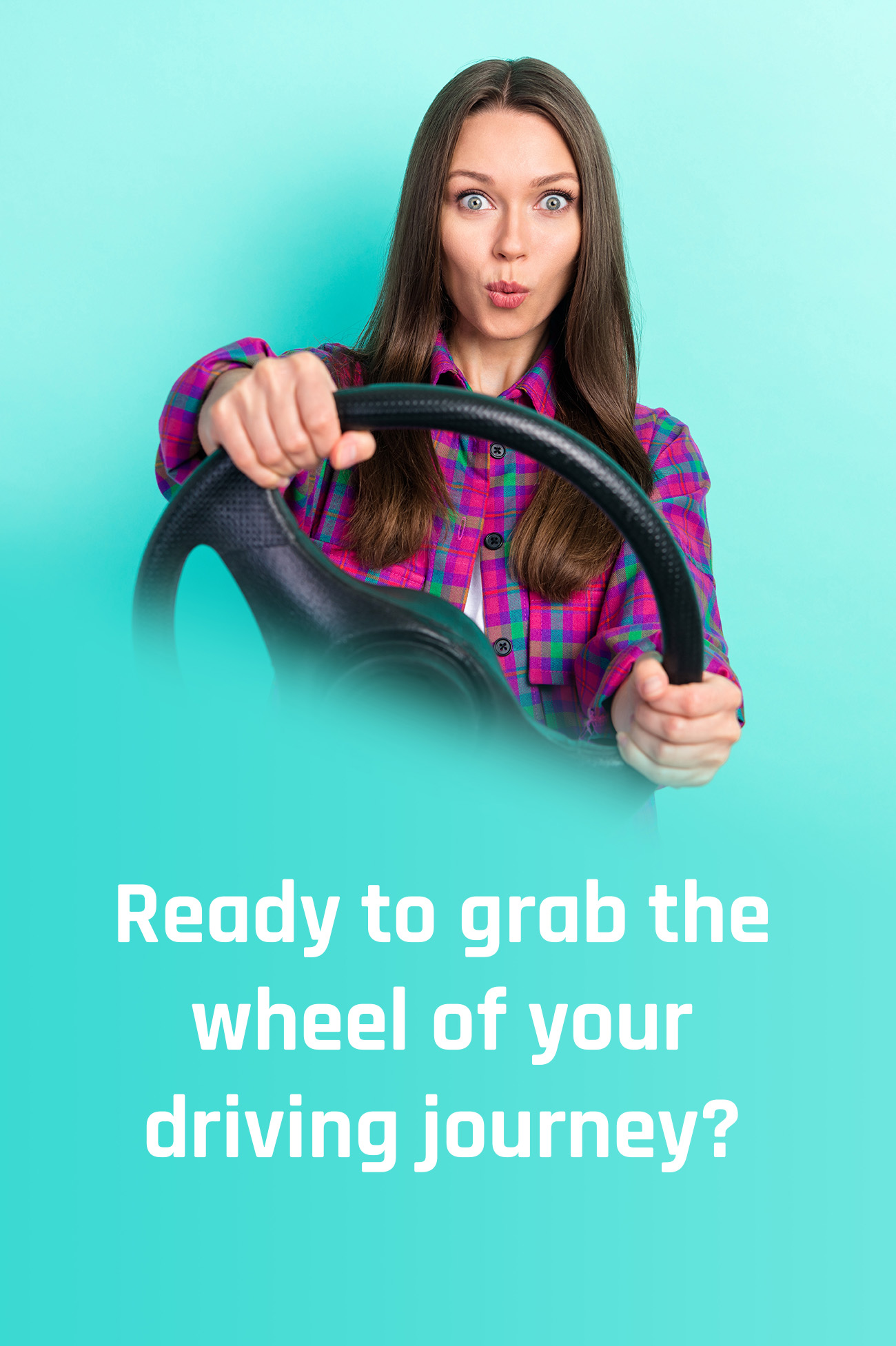 happy girl taking driving lesson