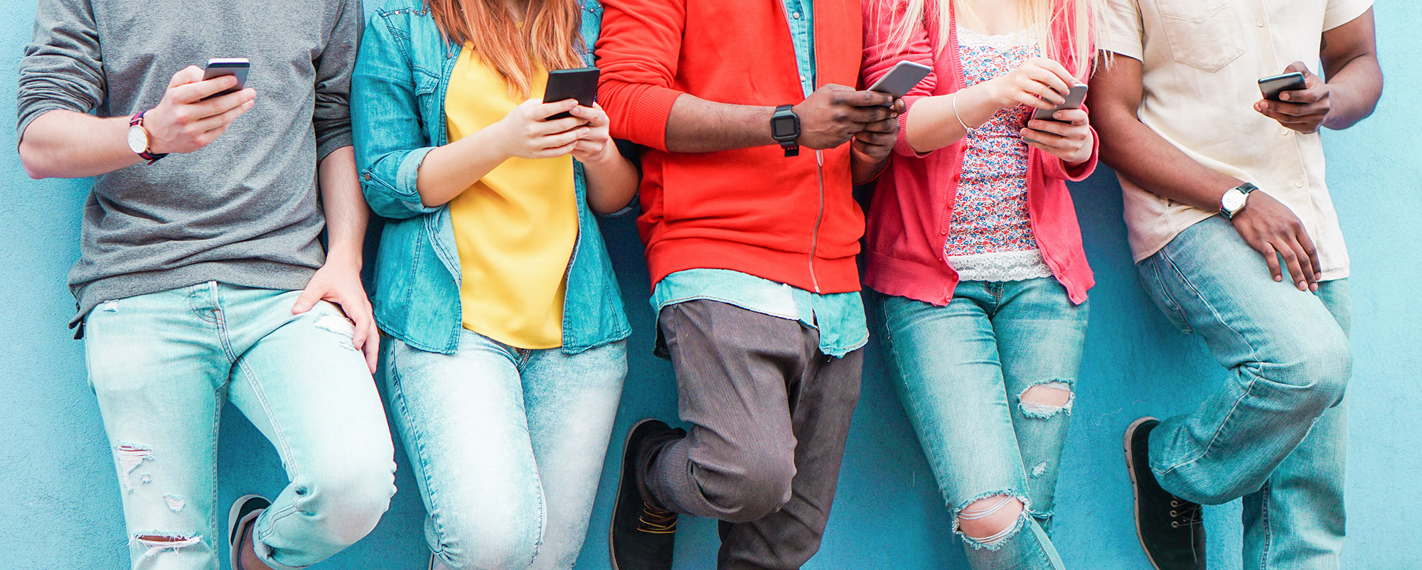 young people on their smart phones